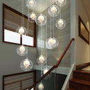 Axyaa Bubble Glass Ball LED Staircase Chandelier for Home Hotel Hallway Lighting