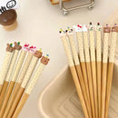 Axyaa Kawaii Bear Wooden Chopsticks | Cute Japanese Sushi Tableware for Girls & Adults