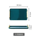 Axyaa Ceramic Green Black Tray with Handle - Home Organizer and Jewelry Storage