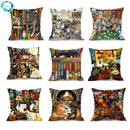 Axyaa Naughty Cat Cushion Cover - Cute Cartoon Throw Pillow Case for Home Decor