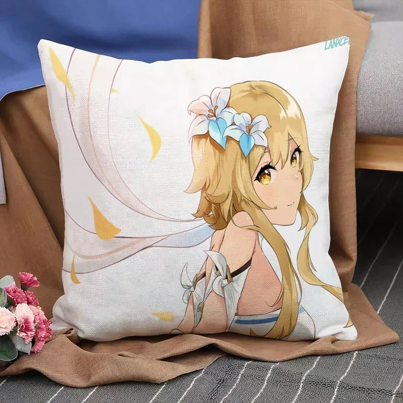 Genshin Impact Anime Pillowcase Cushion Cover 45x45 for Sofa - Axyaa