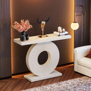 Axyaa Geometric Base Wood Console Table, 40" Entryway Sofa Table, Modern Narrow Long Table