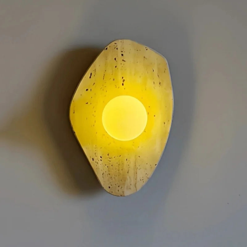 Axyaa Wabi Sabi LED Wall Lights Yellow Travertine Bedside Lamps