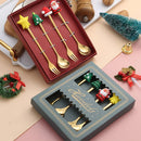 Axyaa Stainless Steel Christmas Tree Elk Head Spoon Fork Set