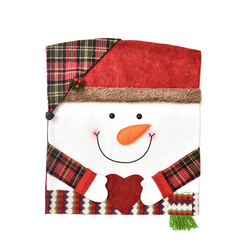 Axyaa Christmas Chair Sleeve Stool Santa Claus Elk Snowman Ornaments