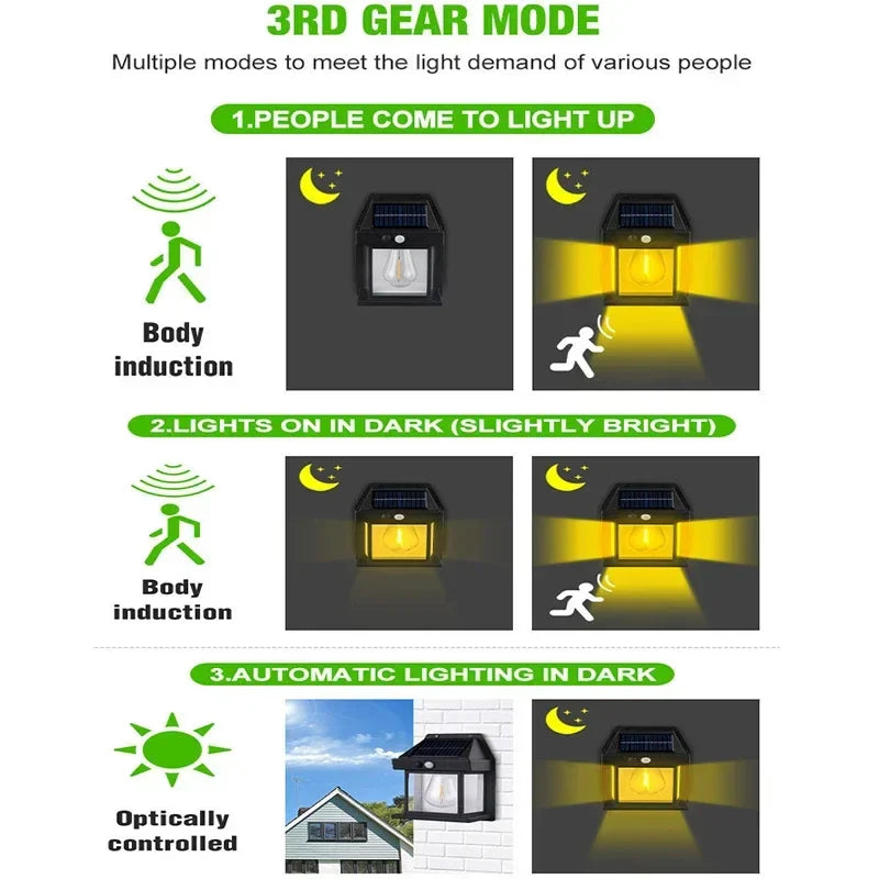 Axyaa Waterproof Solar Wall Lamp with Tungsten Filament for Home Garden