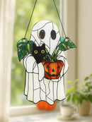 Axyaa Halloween Ghost Cat & Pumpkin Hanging Decor for Home & Garden