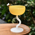 Axyaa Two Tone Glass Goblet Set - Elegant Stemware Champagne Coupes & Ice Cream Cups