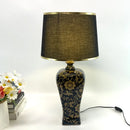 Axyaa Chinese Retro Ceramic Floor Lamp with Golden Pattern LED Light