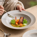 Axyaa Ceramic Dinner Set: Threaded Plates for Japanese Salad, Soup, Pasta - Restaurant Quality