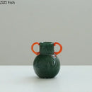 Axyaa Hexagonal Glass Vase with Artificial Flowers Desk Decor Aesthetic Display