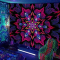 Axyaa UV Mushroom Fractal Tapestry - Psychedelic Wall Art for Bedroom, Dorm Room