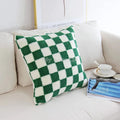 Axyaa Checkerboard Plaid Knit Plush Pillow Cover for Car Sofa, 45*45cm, 50*50cm