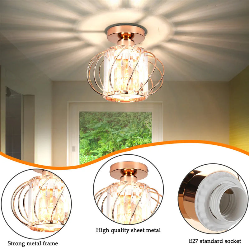 Axyaa Round Iron Ceiling Chandelier for Dining Room, Bedroom, Kitchen - Modern Design
