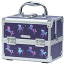 Axyaa Unicorn Cosmetic Jewelry Organizer with Mirror, 2 Trays - Portable Lock Makeup Case