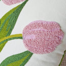 Axyaa Tulip Embroidered Throw Pillow Cover - Pastoral Style Decorative Cushion
