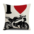 Retro Motorcycle Girls Linen Pillow Cover by Axyaa