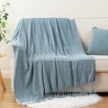 Axyaa Chenille Throw Blanket Fringe Tassels Soft Cozy Knit Sofa Christmas Decor