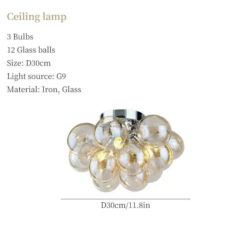 Axyaa Bubble Glass LED Chandelier Lighting for Living Room Home Decor