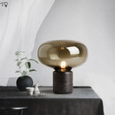 Axyaa Glass Table Lamp LED E27 Marble Base Minimalist Design for Bedroom and Living Room