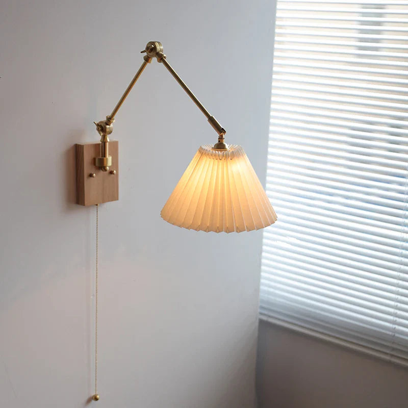 Axyaa Nordic LED Wall Light White Umbrella Style Swing Arm Modern Bedside Lamp