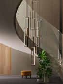 Axyaa Modern LED Stair Chandelier: Nordic Luxury Geometry Villa Pendant Lamps