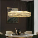 Axyaa Crystal LED Pendant Light: Luxury Steel Hanging Lamp for Modern Foyer & Dining Room