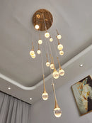 Axyaa Modern Crystal Chandelier for Living Room, LED Staircase Ceiling Light
