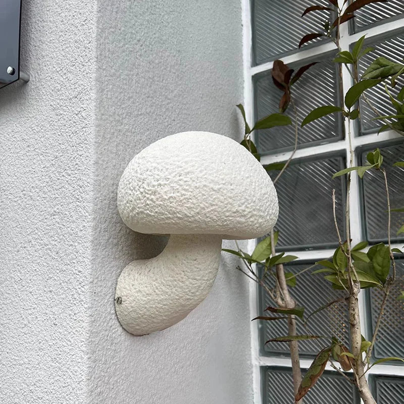 Axyaa White Mushroom Medieval Wall Lamp Outdoor Red Wall Sconce - Waterproof LED Light Fixtures