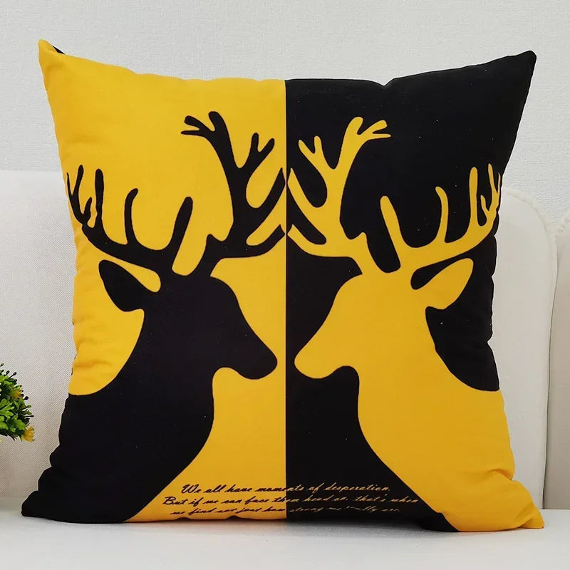 Axyaa Black Yellow Alphabet Letter Cushion Cover - Square Polyester Pillow Case