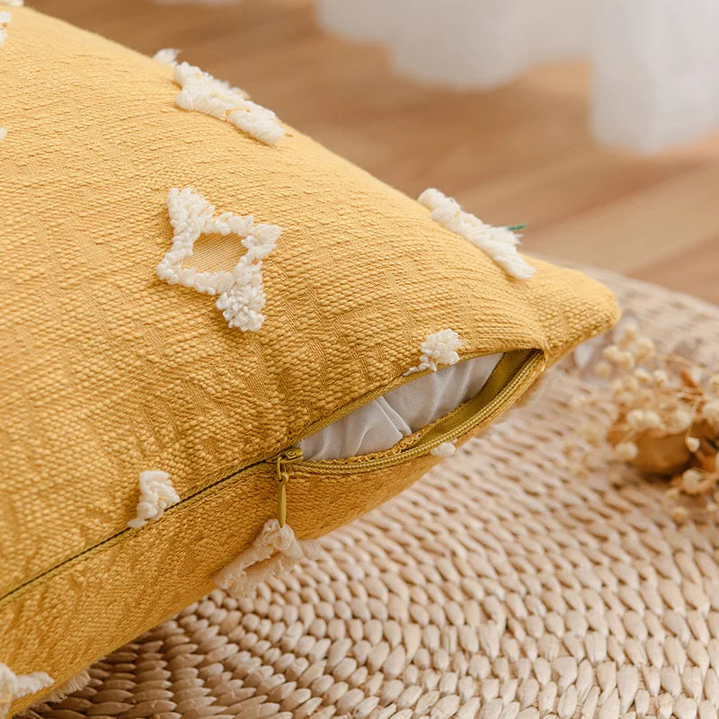Cotton Geometric Star Pillow Cover 45*45cm for Sofa Living Room, Axyaa Home Decor