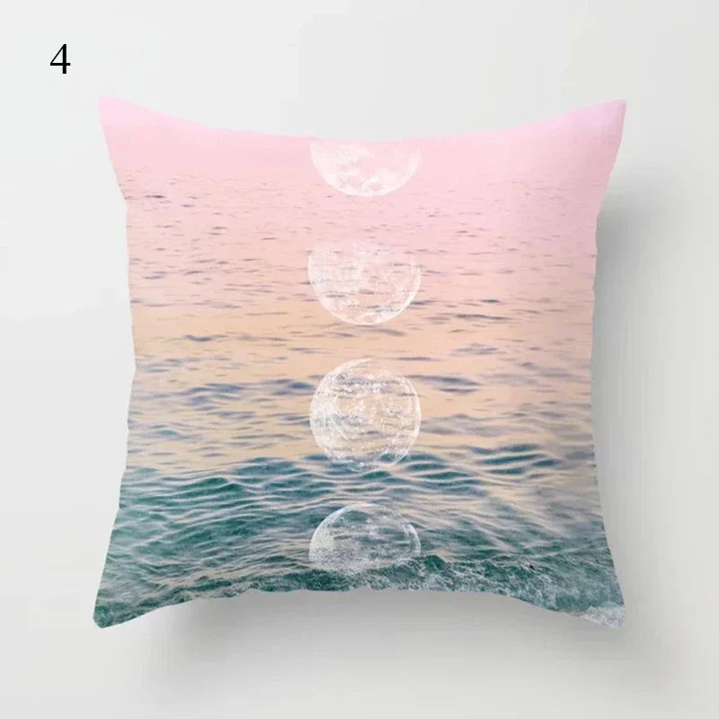Axyaa Pink Psychedelic Landscape Print Pillowcase for Bedroom Living Room