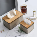 Axyaa Wooden Lid Tissue Box Holder for Living Room, Car Decor - Transparent Desktop Napkin Storage Box