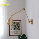 Axyaa Copper Swing Arm LED Wall Lamp for Study Reading Bedroom Café