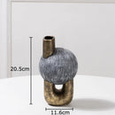 Axyaa Abstract Art Ceramic Vase with Artificial Flowers - Modern Room Decor Aesthetic