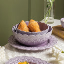 Axyaa Purple Lace Relief Ceramic Tableware Set