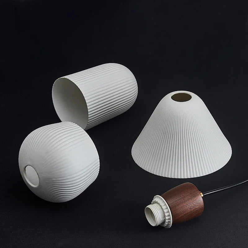 Axyaa Walnut Ceramic Nordic LED Pendant Lights - Japanese Style Modern Hanging Lamp