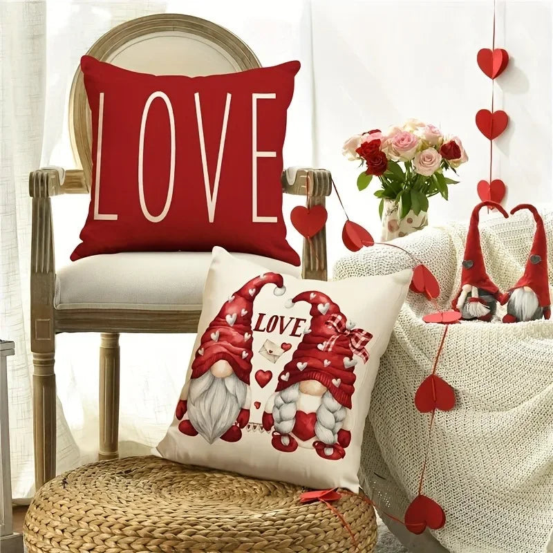 Axyaa Dwarf LOVE XOXO Valentine's Day Pillowcase for Home Room Sofa