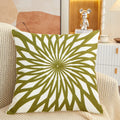 Axyaa Olive Green Yellow Floral Embroidery Pillow Cover 45x45cm Square Home Decoration