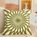 Axyaa Olive Green Yellow Floral Embroidery Pillow Cover 45x45cm Square Home Decoration