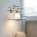 Axyaa White Ceramic LED Wall Sconce with Wooden Socket, Stair Wall Light Fixtures