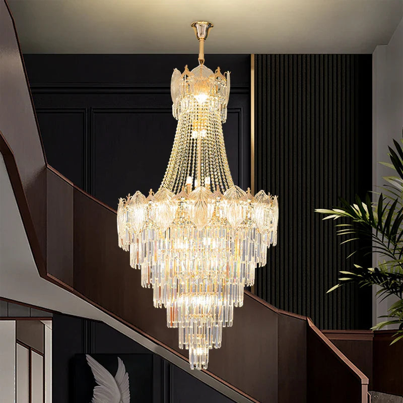 Axyaa Duplex Crystal Chandelier for Livingroom, Hotel, and Villa