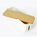 Axyaa Wooden Cable Storage Box Power Strip Case for Organized Wire Management