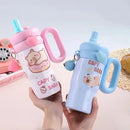 Axyaa Cartoon Thermal Water Bottle with Straw Handle for Kids