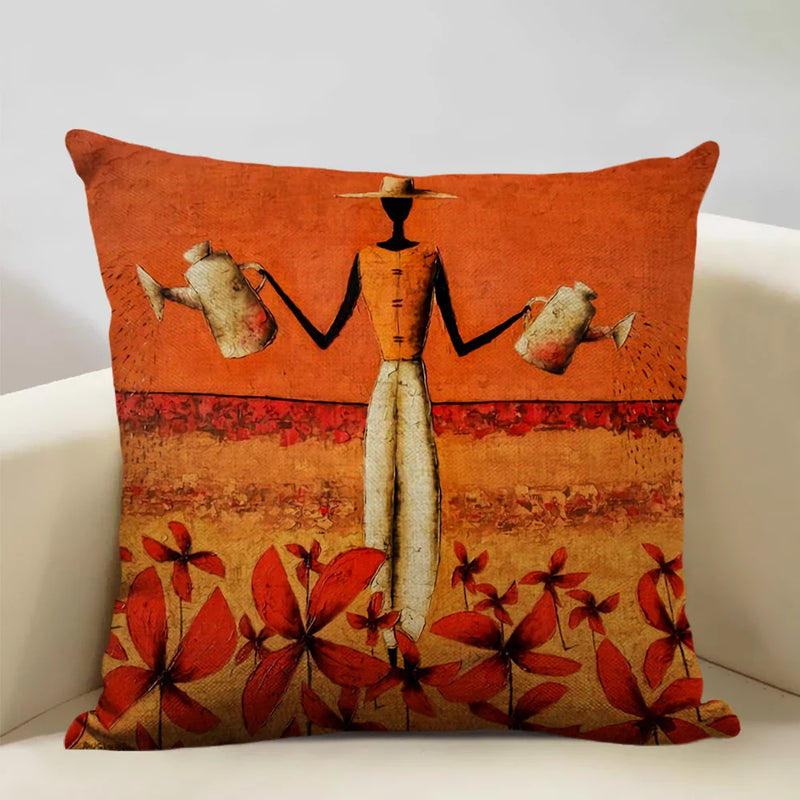 Axyaa African National Style Linen Cushion Cover 45x45cm for Sofa Decor and Artistic Home Decor