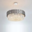 Axyaa Silver Crystal Chandelier: European Classic Pendant Light for Home Decor