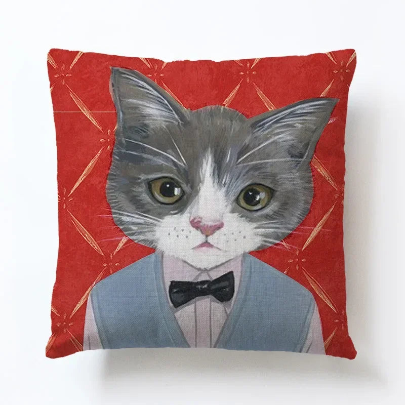 Axyaa Cartoon Animal Linen Pillowcase for Home Sofa Decor