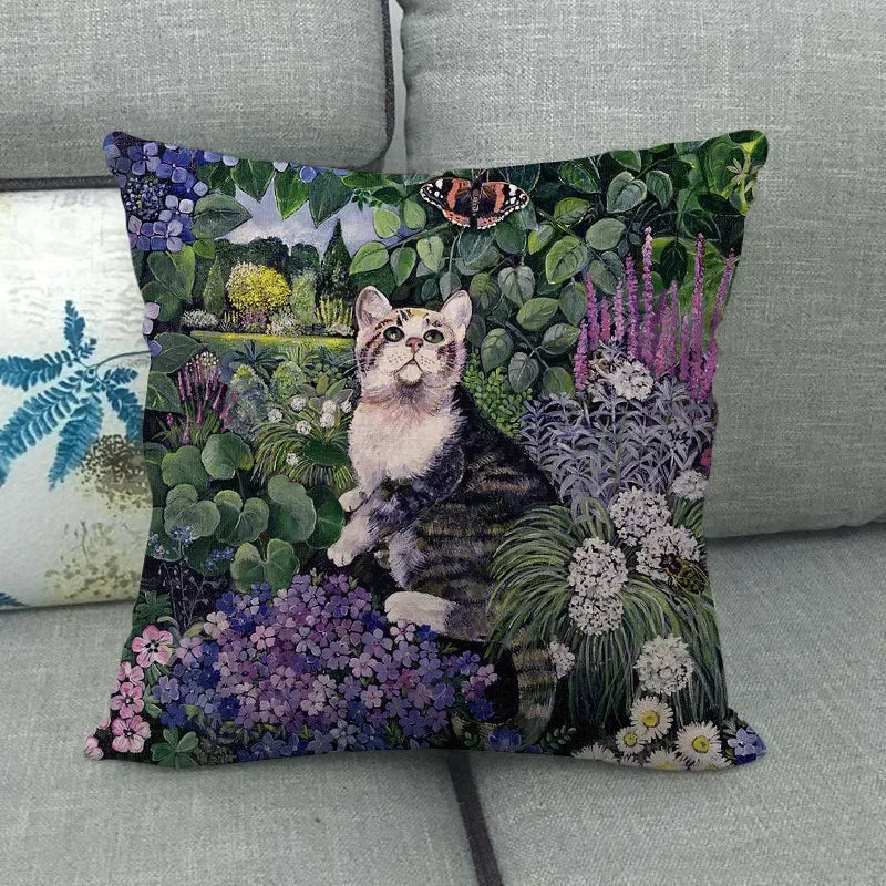 Axyaa Cat Garden Relax Pillowcase