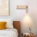 Axyaa LED Wall Lamps: Up Down Rotate, Yellow Travertine Wood Art Decor, Kids Bedroom, Bathroom