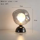 Axyaa Gray Glass Table Light Metal Base G9 Bulb - Modern Small Lamp for Bedroom & Living Room